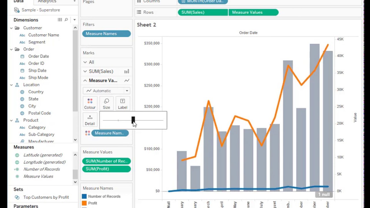 how to create a graph that combines bar chart with two or more lines in tableau youtube power bi grid