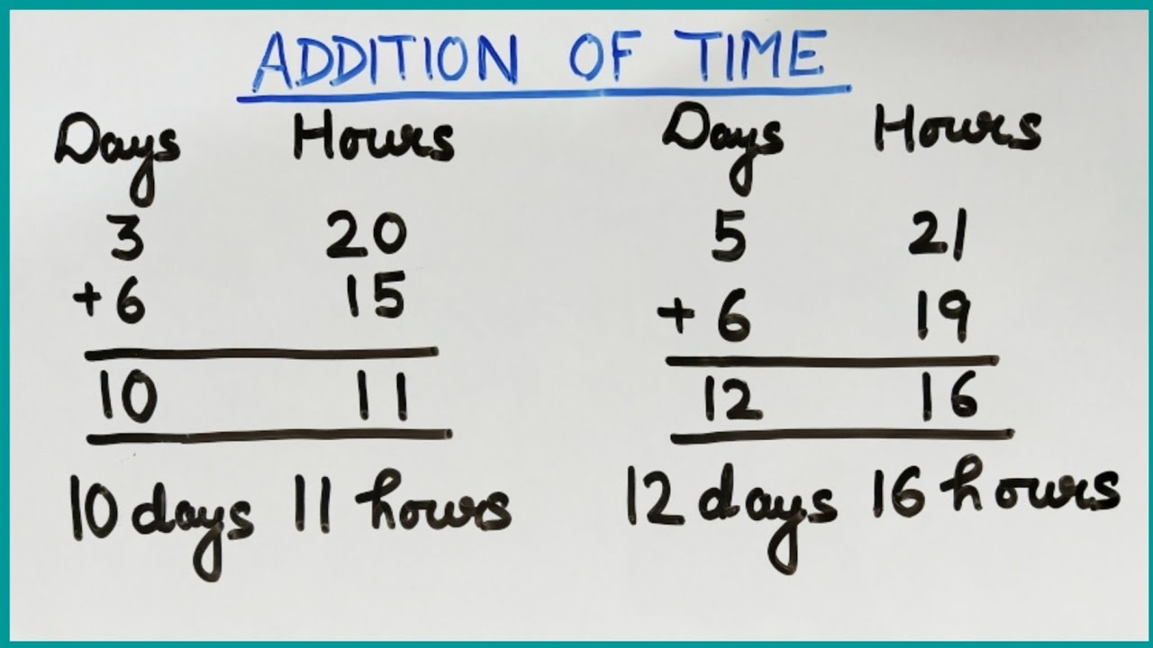 Addition of Time | Addition of Days & Hours | How to add Days & Hours |  Adding Time | Time - YouTube