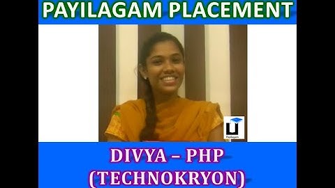 Payilagam Placement - Divya (TechnoKryon) - PHP Training in Chennai