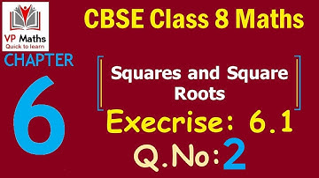 CBSE Class 8 maths chapter 6 Squares and Square Roots Exercise 6.1 QNo:2 in Tamil | NCERT Class 8