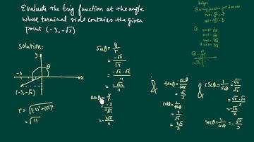 Finding trig function values given a point on the terminal side example 2
