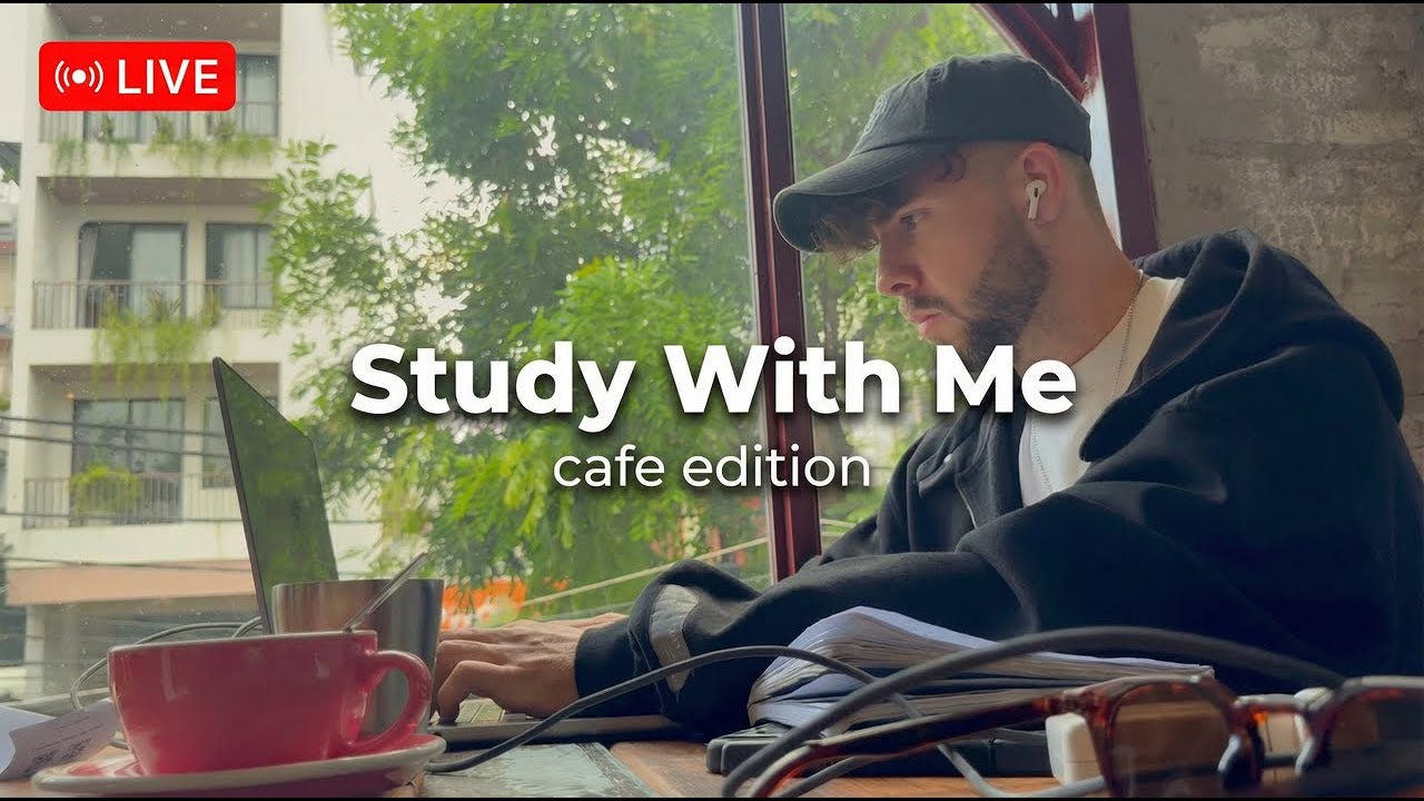 LIVE 📚 Study With Me 🎧 Hyperfocus Music 🌙 Cafe