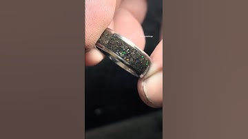 Making a meteorite Megalodon tooth and opal wedding ring #weddingjewelry #handmadejewelery #ring