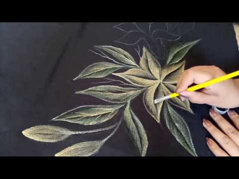 Como Pintar Flores En Tonos Dorados En Tela Negra