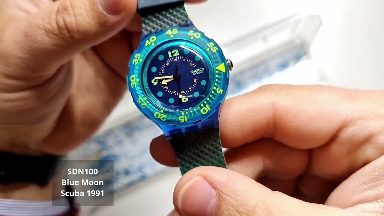 Swatch Blue Moon 1991 - Scuba - SDN100 - VINTAGE - YouTube
