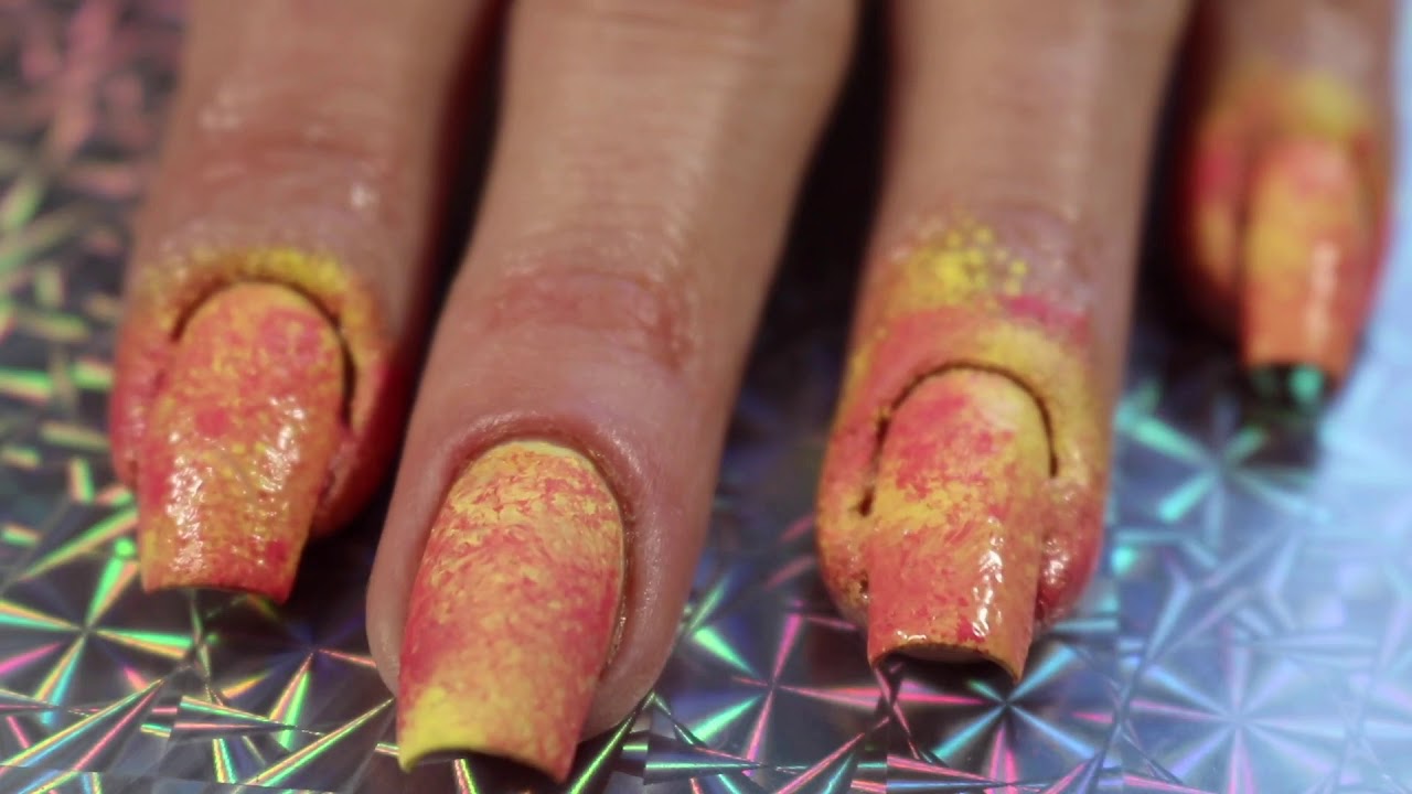 Pink & Yellow Sponge Mani Using UC24 03