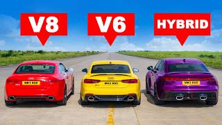 Audi RS5 V8 v V6 v Hybrid: DRAG RACE