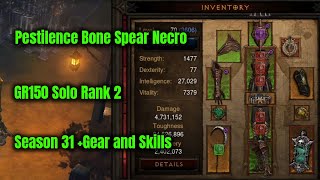 Season 31 Pestilence Bone Spear GR150 Solo Rank 2 - Diablo 3