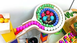 Marble Run ASMR Race ☆ HABA Slope & Dump Truck Excavator Ambulance Forklift Garbage Truck Tractors