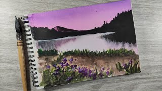 Easy Landscape Scenery Watercolor Painting