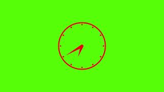 Red Analog Clock Animation with Rotating Clock Hand Time Passing on Green Screen Chroma Key Seamless screenshot 5