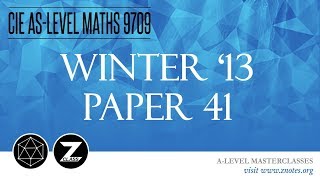 CIE AS Maths 9709 | W13 P41 | Solved Past Paper