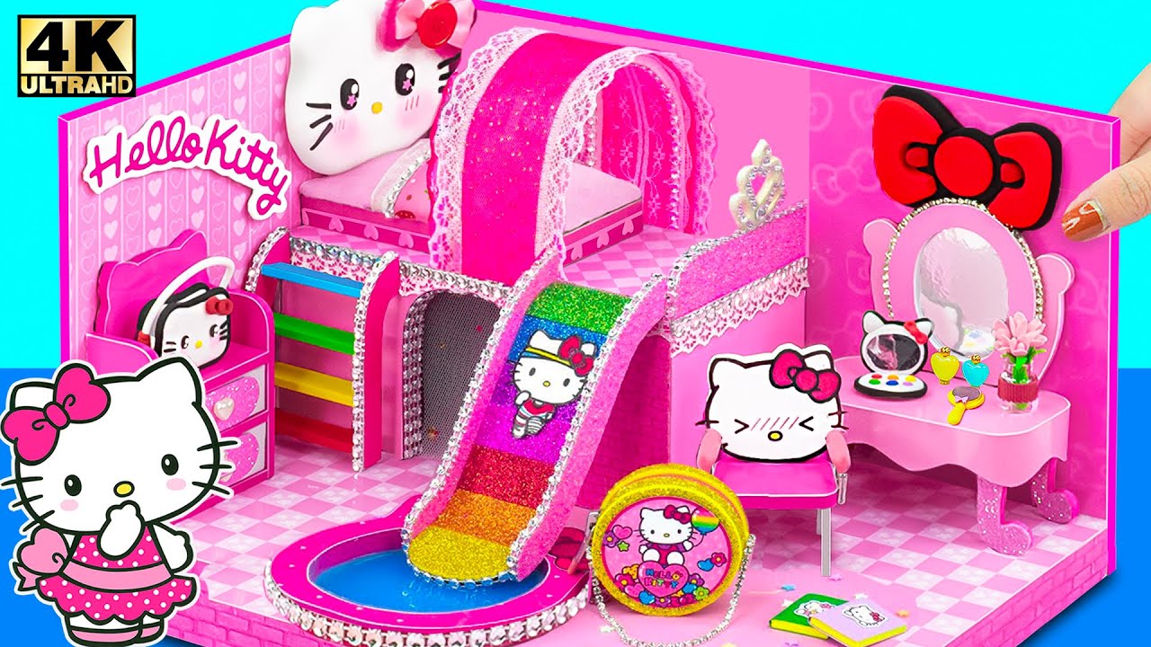How To Make Hello Kitty House With Rainbow Slide Pool From Cardboard ...