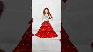 Girl in Red Dress Drawing/ Christmas Outfit/ #shorts #shortvideo #art