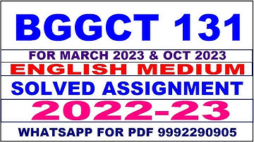 bggct 131 solved assignment 2022-23 in english | bggct 131 solved assignment 2023 | bggct 131 2023