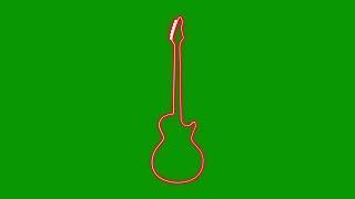 Guitar Silhouette Red Neon Effect on Black Screen Chroma Key No Copyright