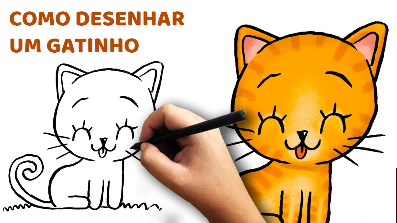 Como desenhar um gato  Tutorial de desenho passo a passo