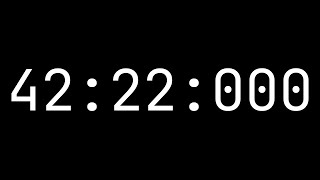 Countdown timer 42 minutes, 22 seconds [42:22:000] - White on black with milliseconds