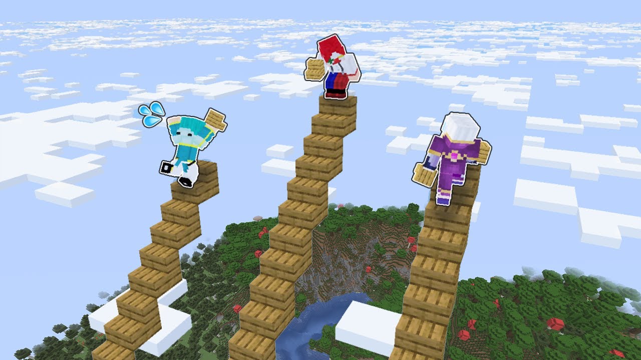 【マイクラ】誰が一番早く限界高度まで登れる階段を作れるか選手権！！【マインクラフト】