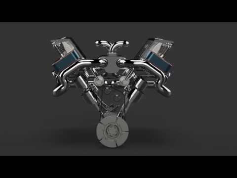 SOLIDWORKS Visualize - Engine V8 CAR TBO