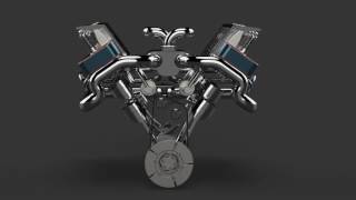 SOLIDWORKS Visualize - Engine V8 CAR TBO