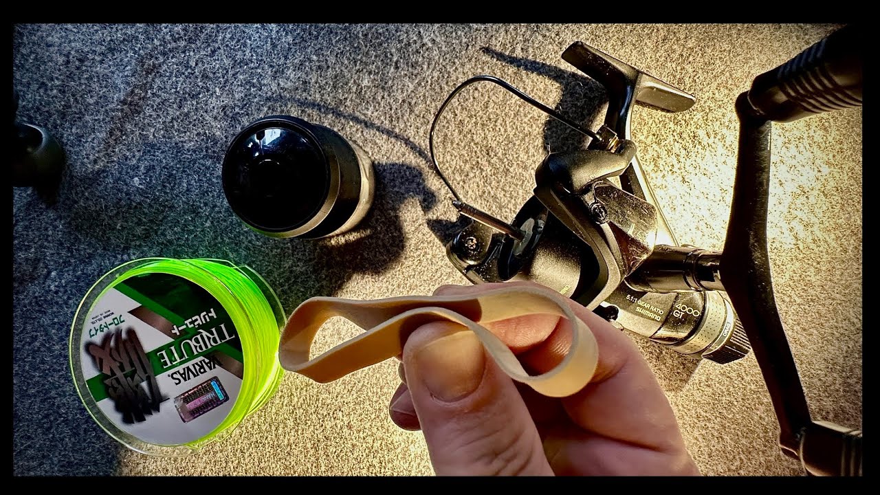 Fishing line to reel - Rubber band method 