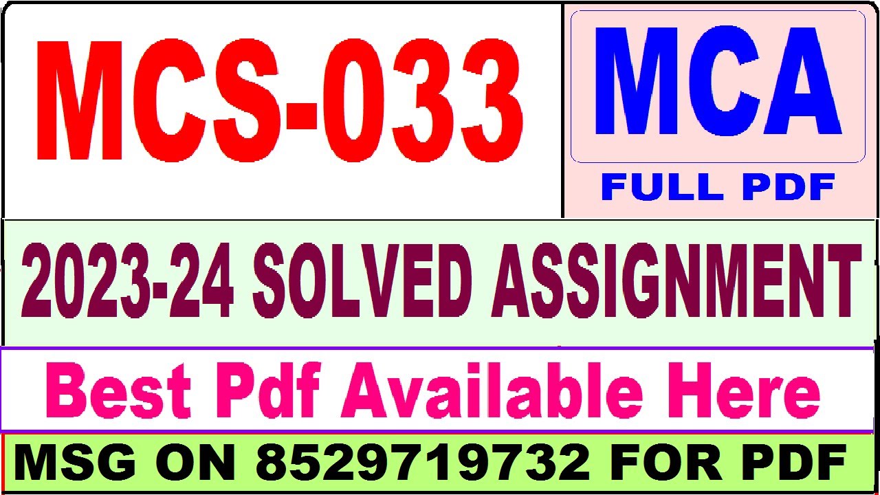 mcs 033 solved assignment 2023-24 / mcs 033 solved assignment 2024 / ignou mca 3rd sem mcs033 solved