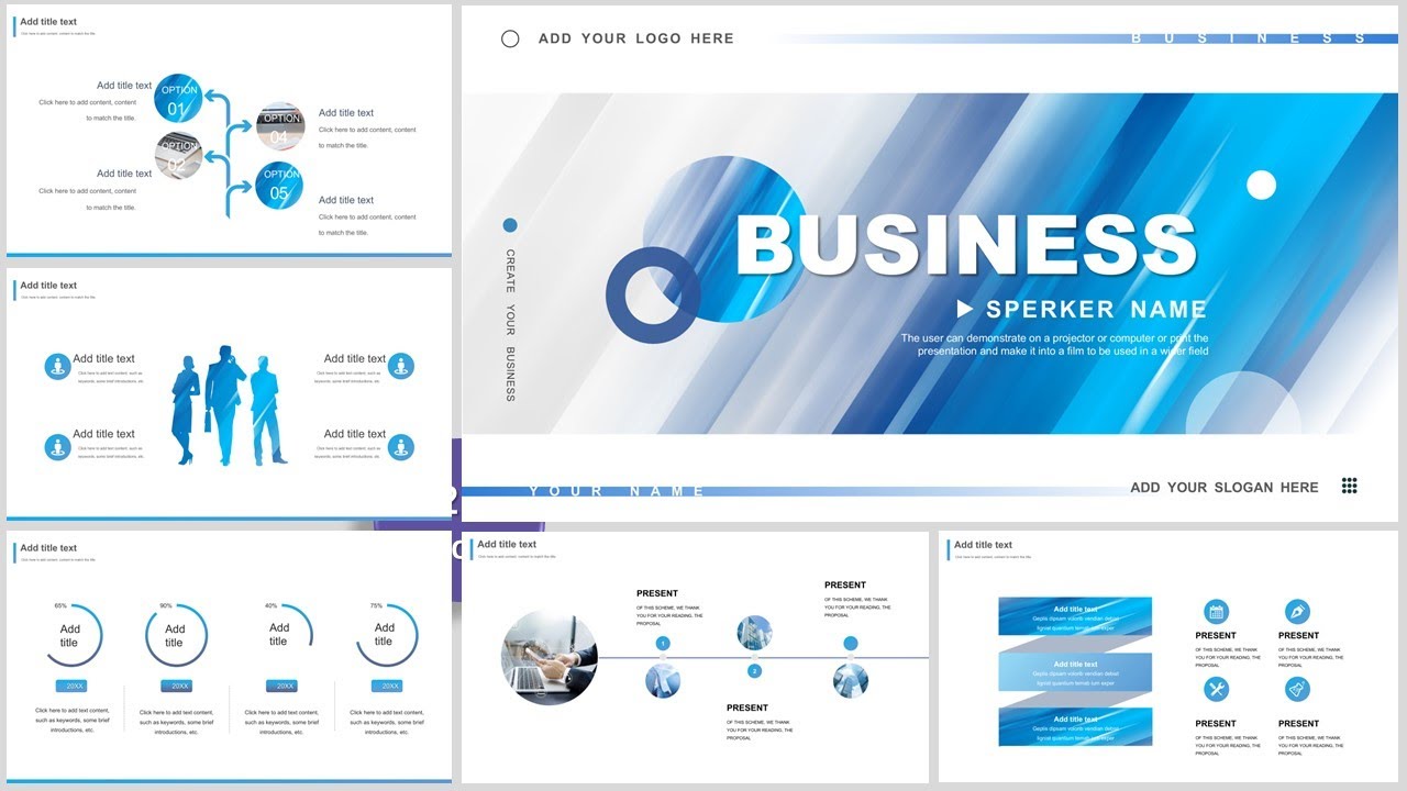 Great! Blue Gradient Style Business PowerPoint Templates | Free
