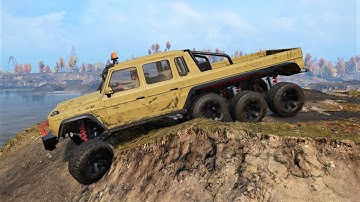 SnowRunner - Mercedes MK63 8x8 Pickup Truck  - Driving Offroad Crossing Large River