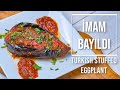 Imam bayildi turkish eggplants stuffed with vegetables. Turkish food recipe. Vegan food. Vegetarian