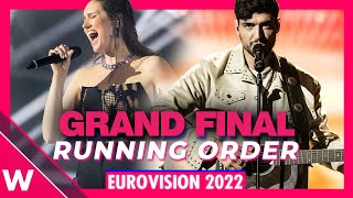 Eurovision 2022 Grand Final Running Order Reaction