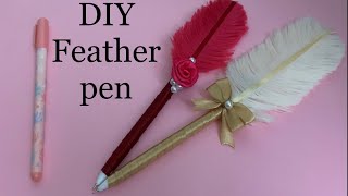 DIY Feather pen | How to make feather pen using satin ribbon| How to make signature pen |Wedding pen