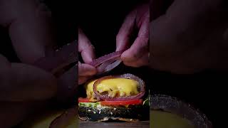 Satisfying Black Burger ASMR 🤤 Juicy Beef Assembly #shorts
