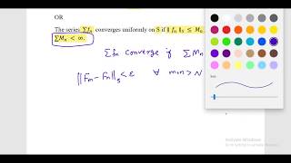 Weierstrass M-test for the uniform convergence series of functions