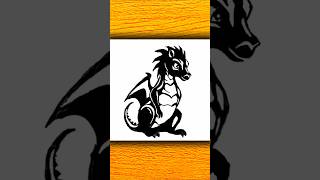 How to draw a dragon | Flying dragon drawing lesson | Tribal tattoo drawing #shorts