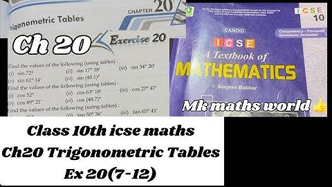 Class 10th icse maths Ch 20 Trigonometric Tables Ex 20(7-12)👍