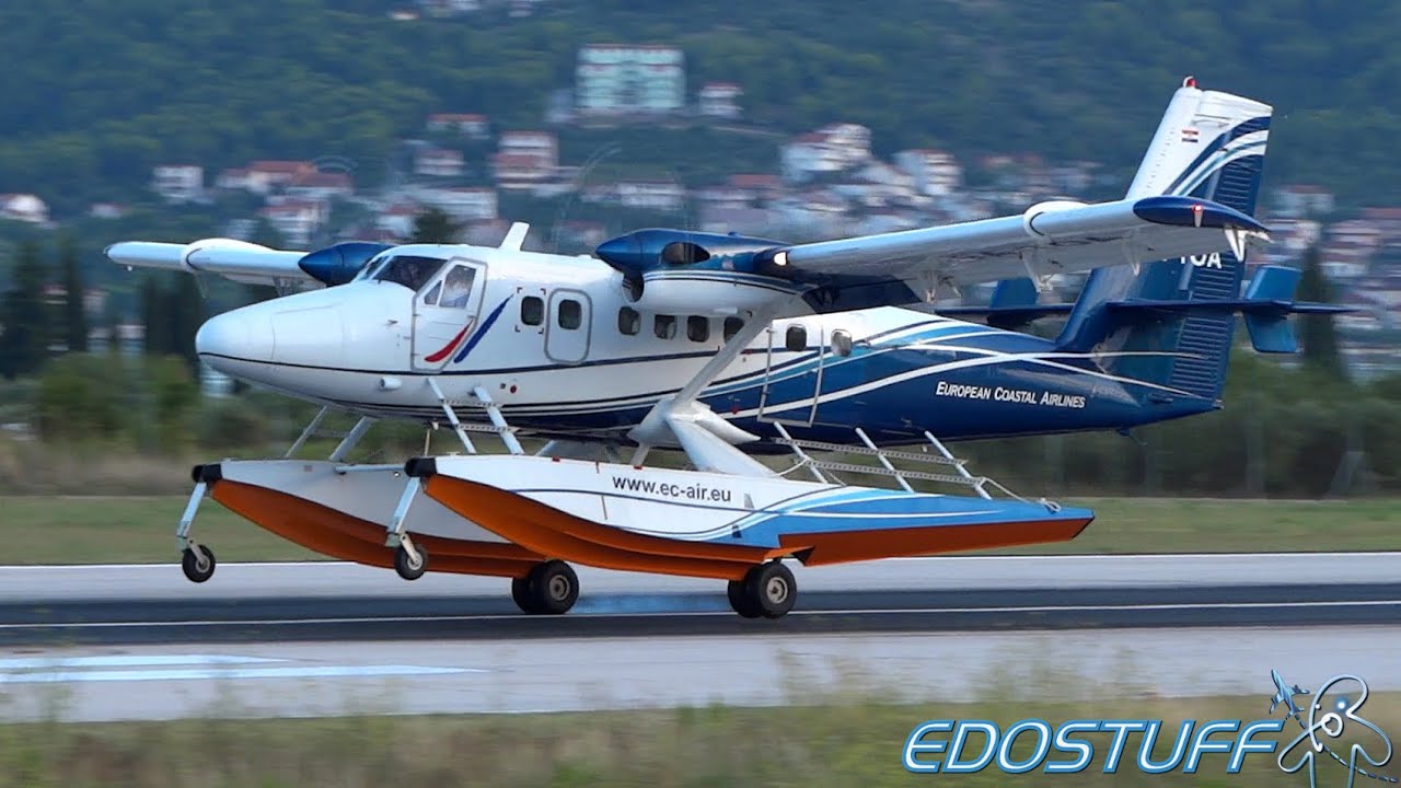 European Coastal Airlines - DHC-6-300 Twin Otter 9A-TOA - Evening Landing at Split Airport SPU/LDSP