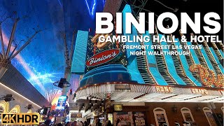 BINIONS GAMBLING HALL & HOTEL FREMONT STREET NIGHT WALKING TOUR | 4K | LAS VEGAS NEVADA
