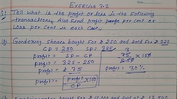 Class 7 - Exercise 7.2  - Q 1 |What is the profit or loss in the following transaction. Also find