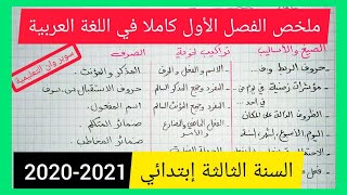 ملخص الفصل الأول كاملا في مادة اللغة العربية للسنة الثالثة إبتدائي الجيل الثاني 2020 / 2021