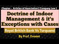 Doctrine of Indoor Management | Exceptions of doctrine of indoor management | Royal British Bank Vs