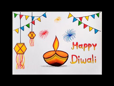 Premium Vector  Hand drawn happy diwali card  Diwali drawing Happy diwali  images Happy diwali