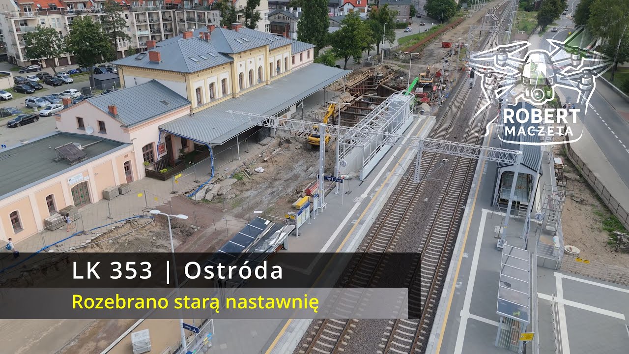 Ostróda - LK 353 Rozebrano starą nastawnię LCS| 20.07.2025 | Widok z drona 4K