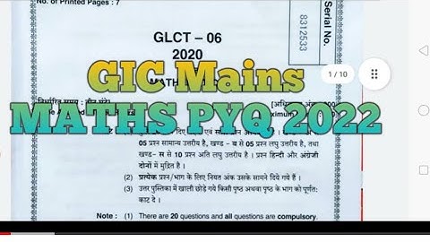 GIC Mains MATHS Paper||Exam date 12/03/22