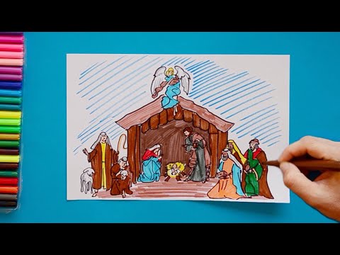 How to draw Nativity Scene