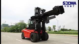 SOCMA's 12T Forklift with Tyre Handler: Road Performance Unleashed