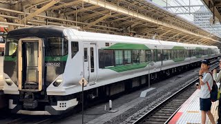 MH有り！【臨時特急草津・四万92号東京行き（延長運転）に伴う返却回送】E257系5500番台ｵｵOM-52編成がミュージックホーン鳴らし東京駅9番線発車（回9597M）2024.4.14.15:10