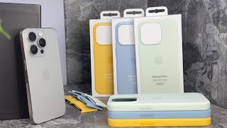 Spring 2024 APPLE SILICONE iPHONE 15 PRO CASES - MagSafe [soft mint, light blue, sunshine] 3of4