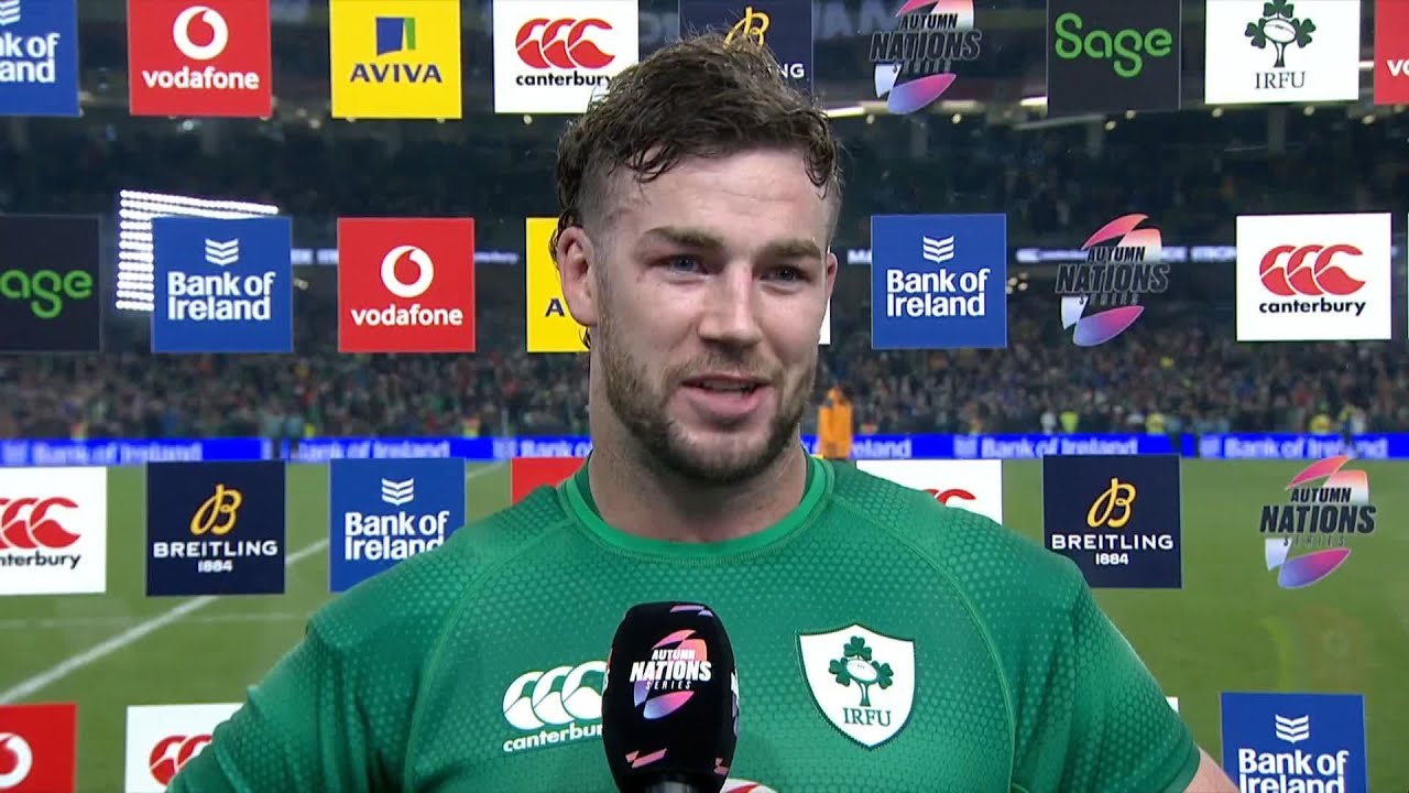 Player of the Match Caelan Doris speaking after Ireland's win over  Australia.