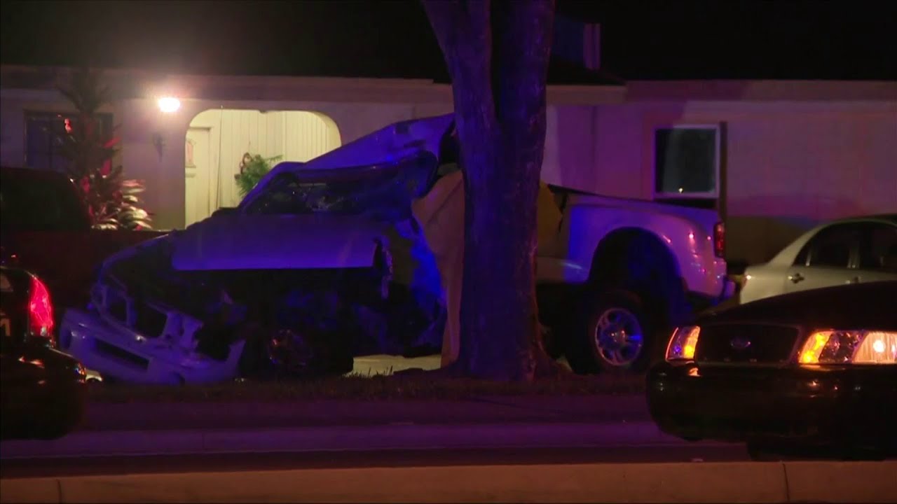 Man dead after pickup truck slams into tree - YouTube